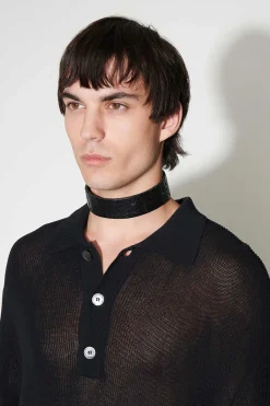 Smycke|Our Legacy 3 Cm Choker Laser Crack Svart Läder