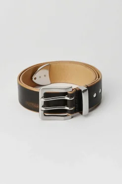 Bälten|Our Legacy 4 Cm Dubbelt Tungbalte Svart VintageLäder
