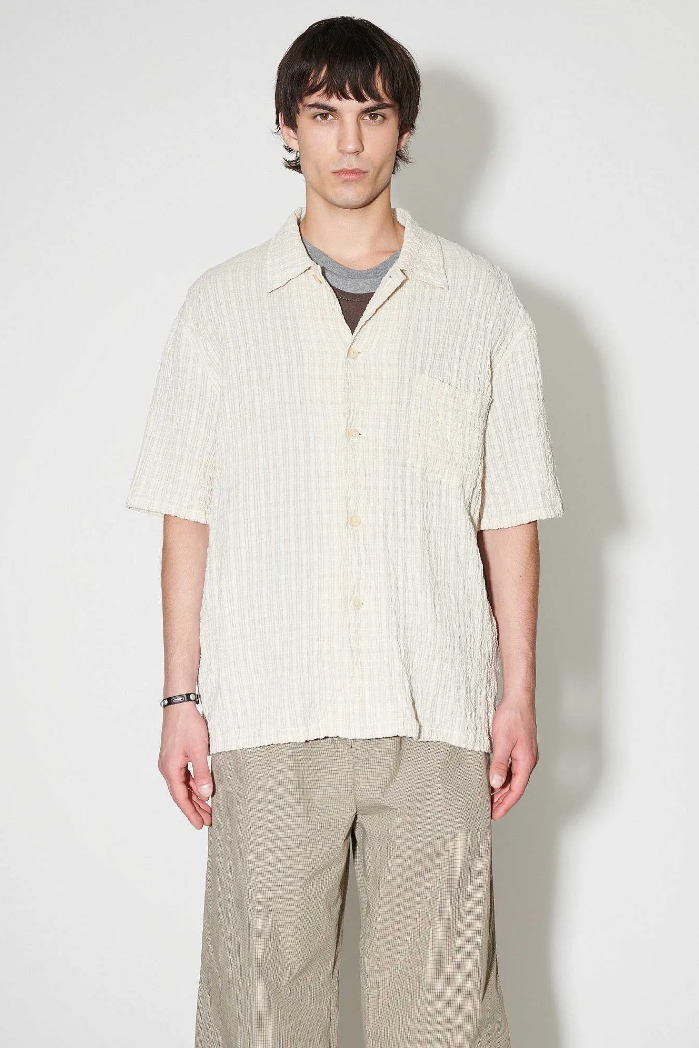 Skjorttyg|Our Legacy Box Shirt Shortsleeve Light Authentic Seersucker
