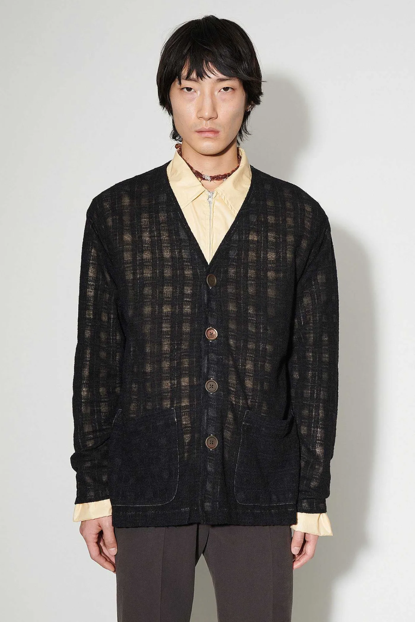 Stickat|Our Legacy Cardigan Black Disintegration Check
