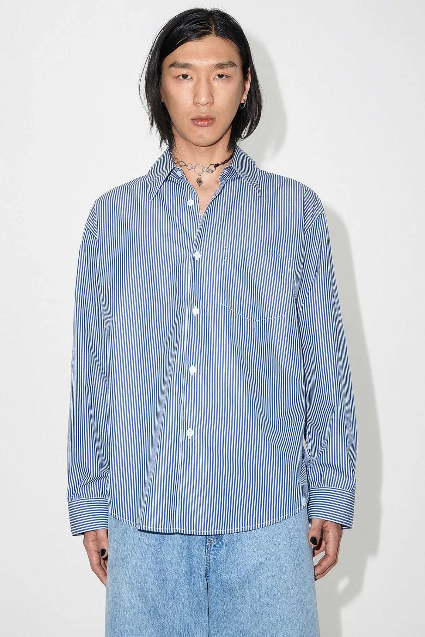 Skjorttyg|Our Legacy Coco 70S Shirt Blue Mid Mgmt Stripe