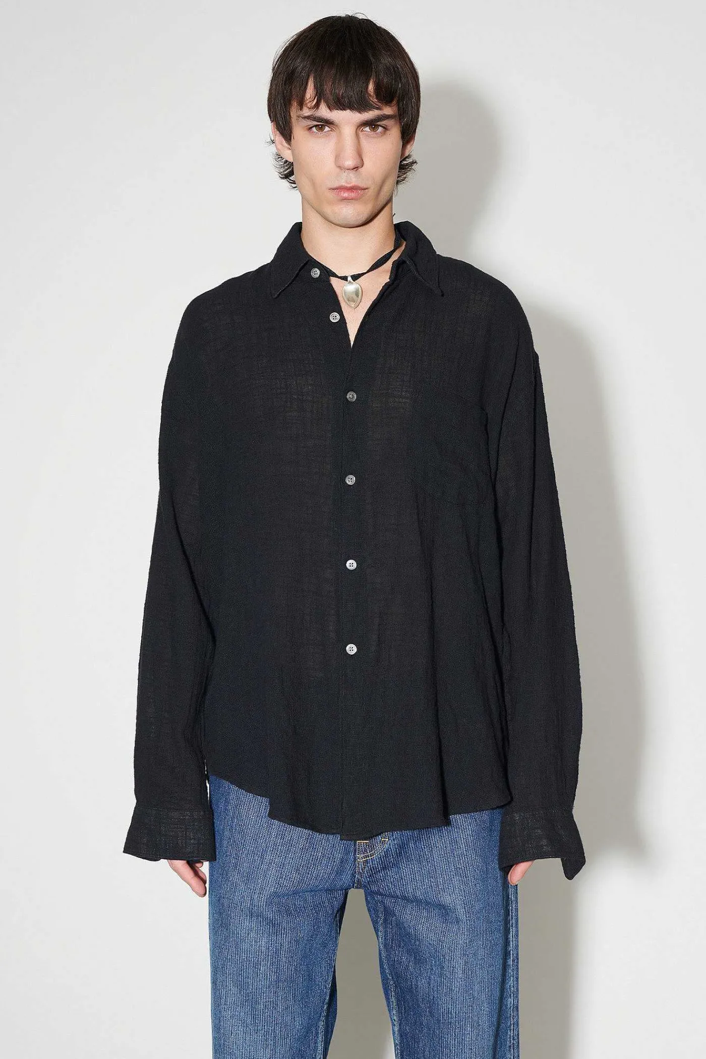 Skjorttyg|Our Legacy Coco Skjorta Washed Black Air Cotton