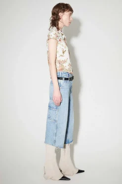 Skjorttyg|Our Legacy Daisy Shirt Kortarmad Vit Blommig Gobelangtryck