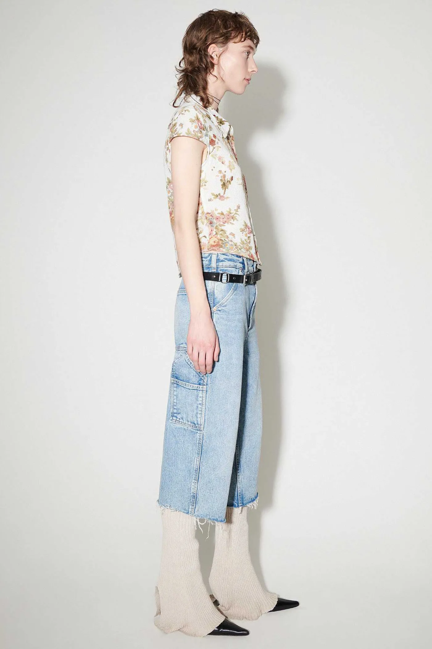 Skjorttyg|Our Legacy Daisy Shirt Kortarmad Vit Blommig Gobelangtryck