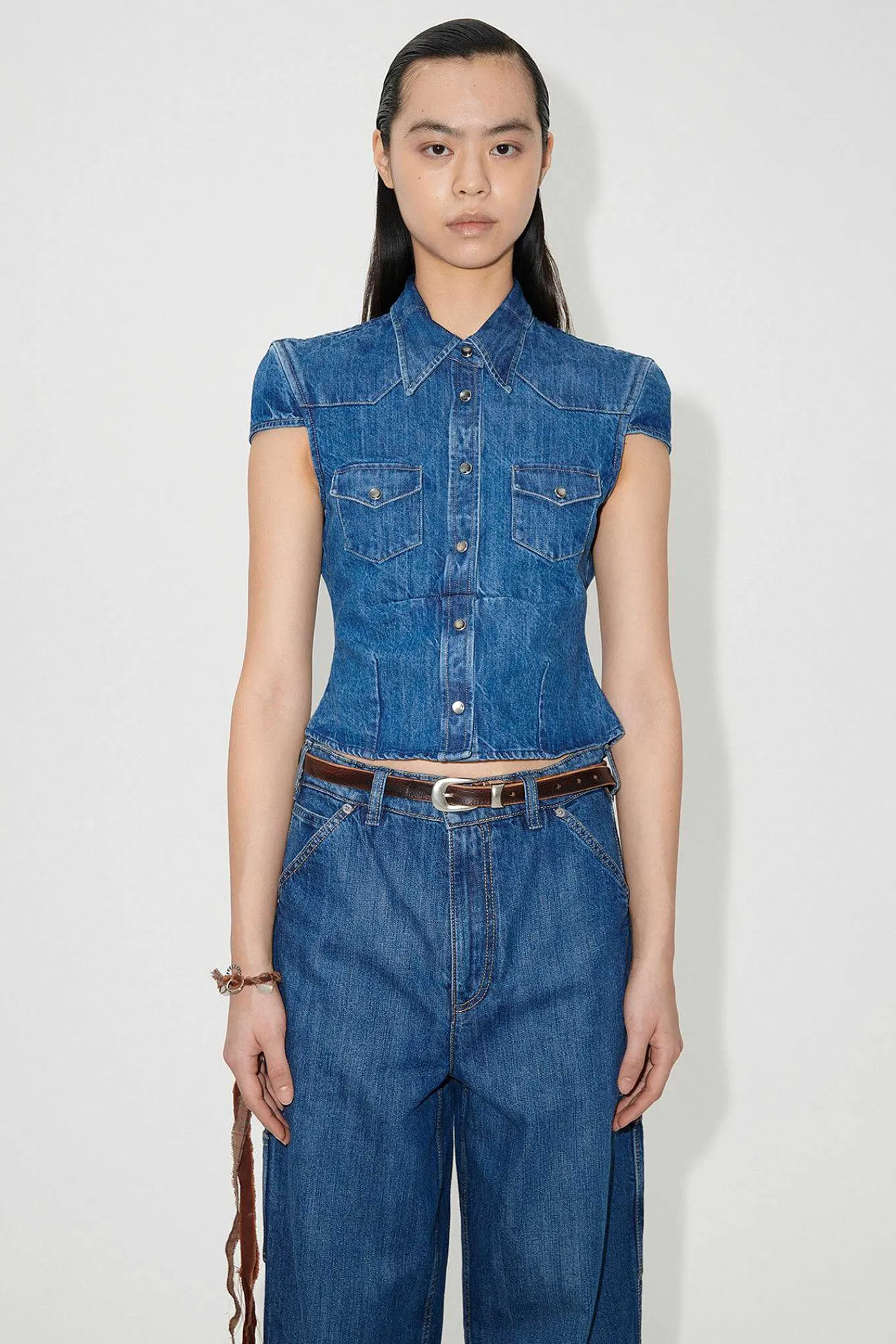 Skjorttyg|Our Legacy Daisy Shirt Shortsleeve Western Blue Denim
