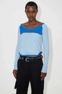 Jersey|Our Legacy Deep Neck Langarmad Carnot Stripe