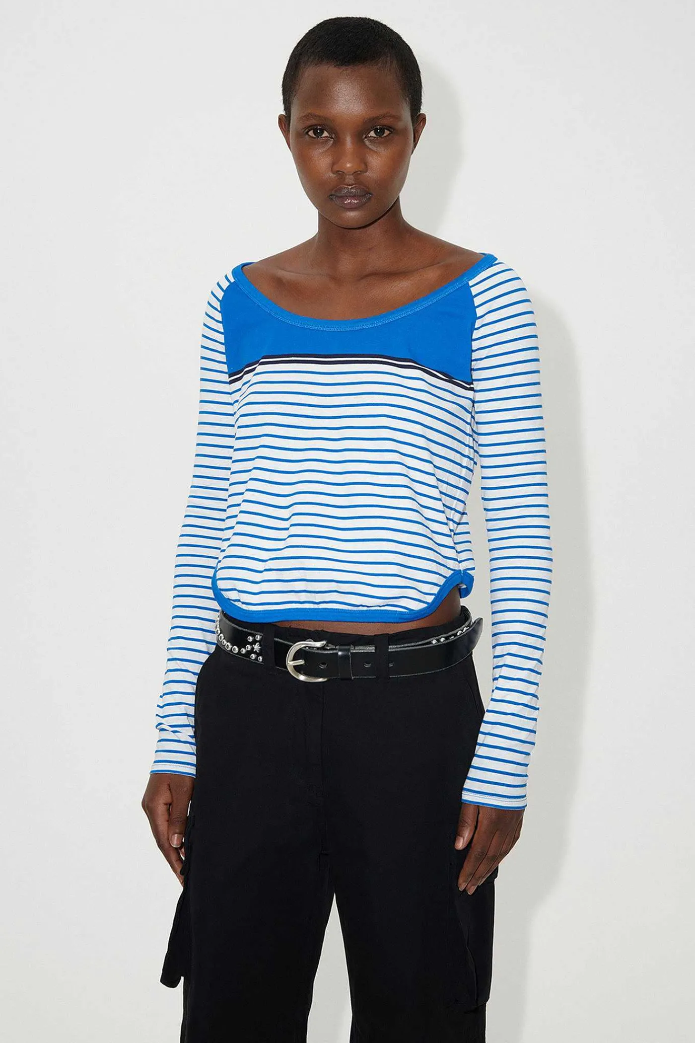 Jersey|Our Legacy Deep Neck Langarmad Carnot Stripe