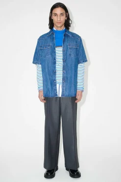 Skjorttyg|Our Legacy Frontier Shortsleeve Shirt Western Blue Denim