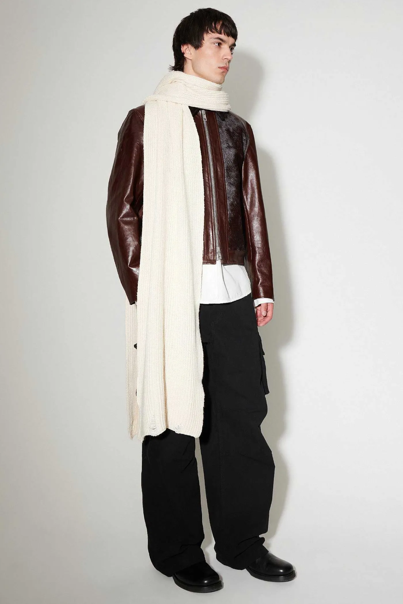 Halsdukar|Our Legacy Grand Stickad Scarf Naturlig Rufsig Bomull