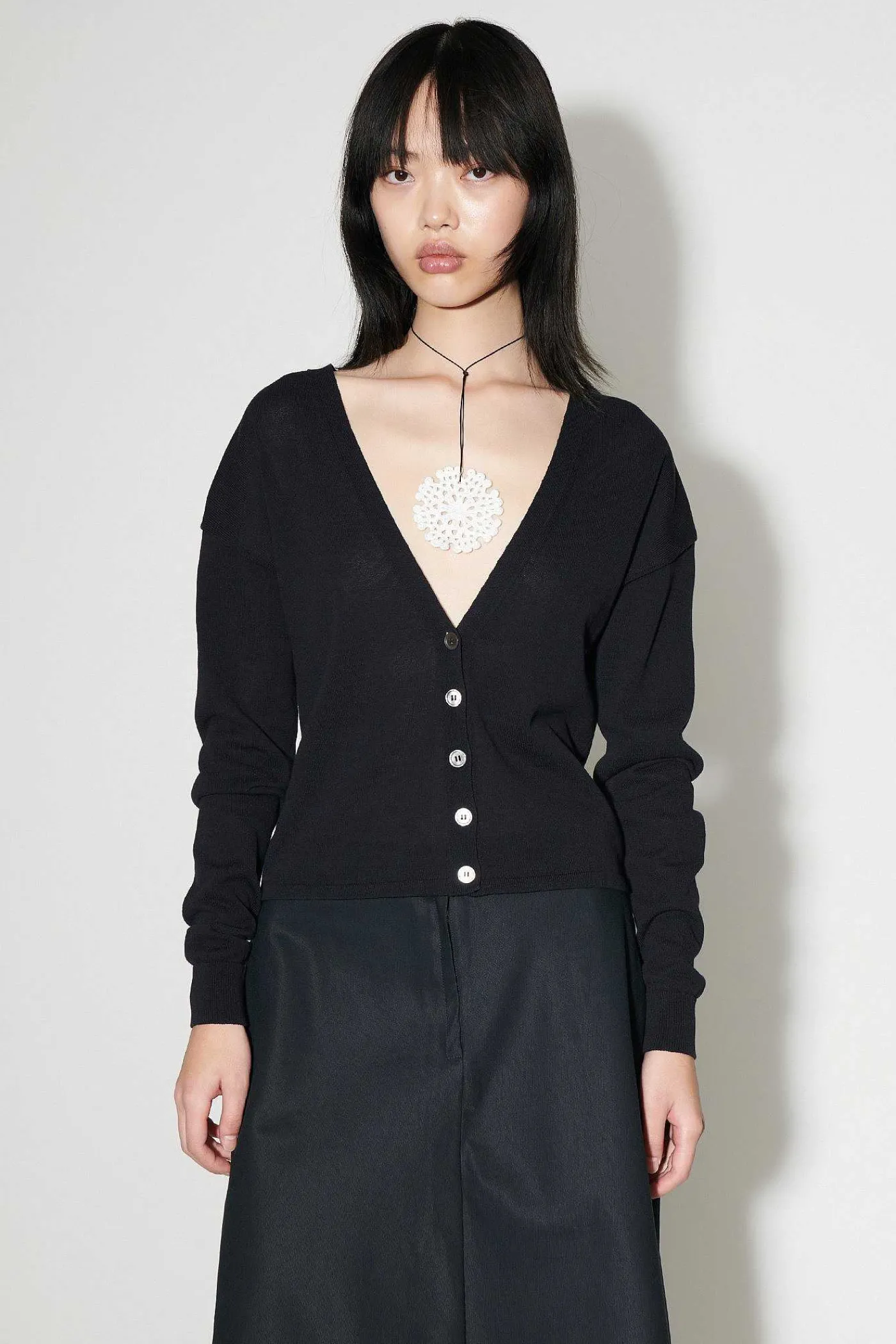 Stickat|Our Legacy Ivy Cardigan Shadow Black Crispy Cotton