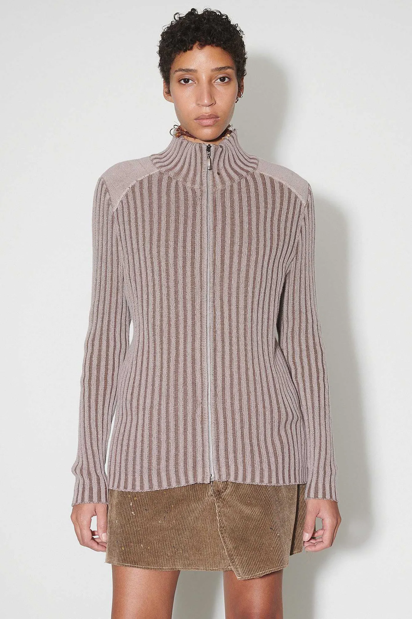 Stickat|Our Legacy Klassisk Zip Cardigan Rosa Cast Cotton Cash