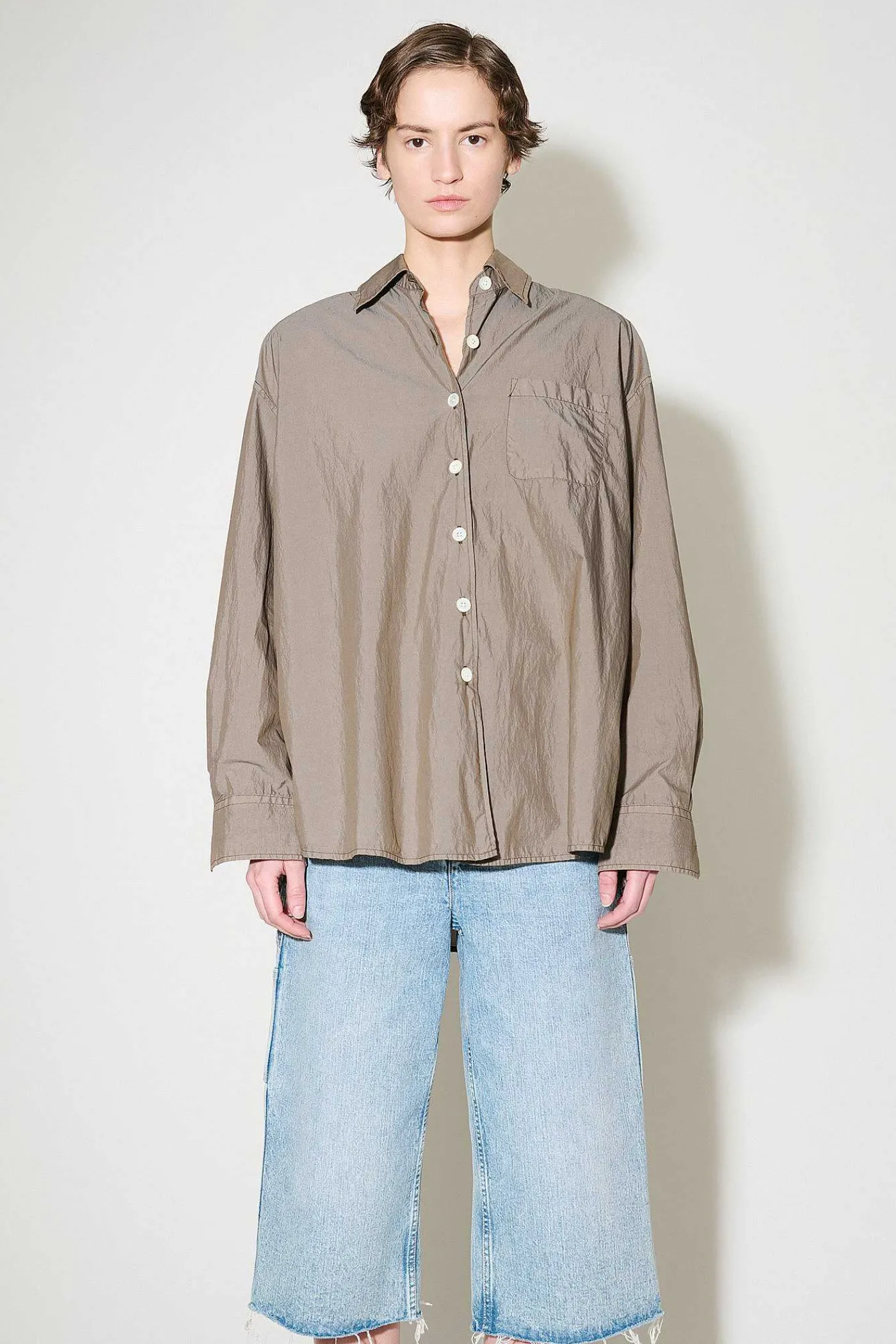 Skjorttyg|Our Legacy Lant Skjorta Stone Khaki Fallskarm Poplin
