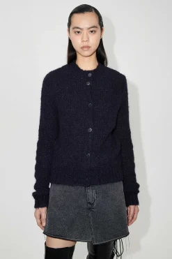 Stickat|Our Legacy Oma Cardigan Navy Fuzzy Mohpaca