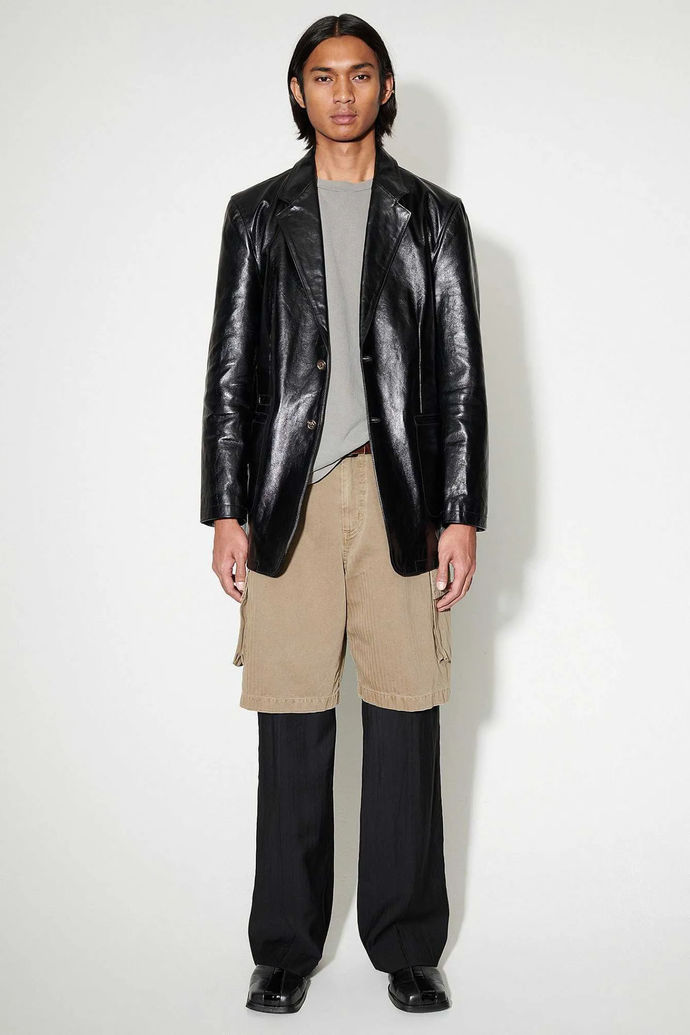 Läder|Our Legacy Oppnande Blazer True Dye Black Leather