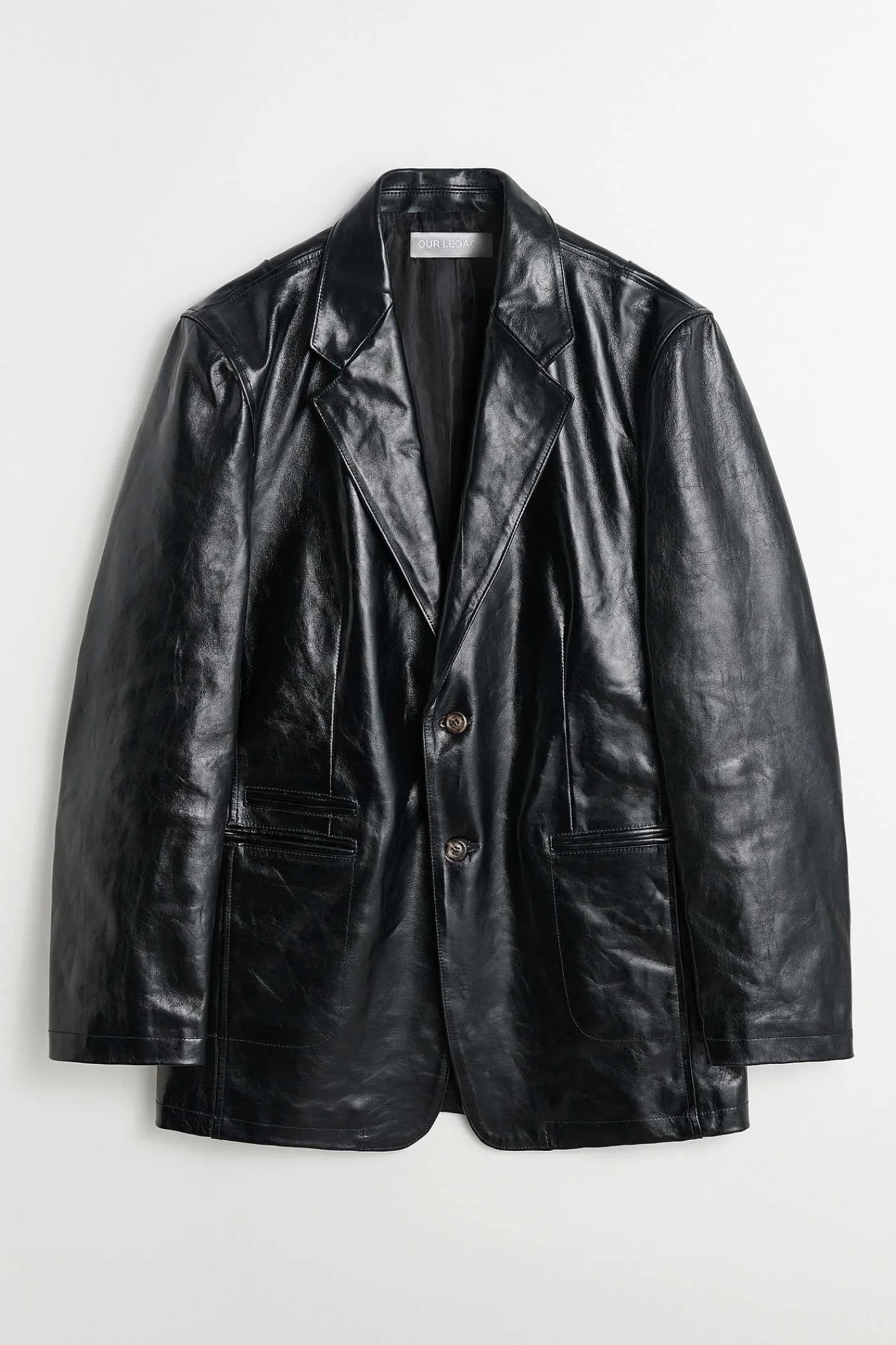 Läder|Our Legacy Oppnande Blazer True Dye Black Leather