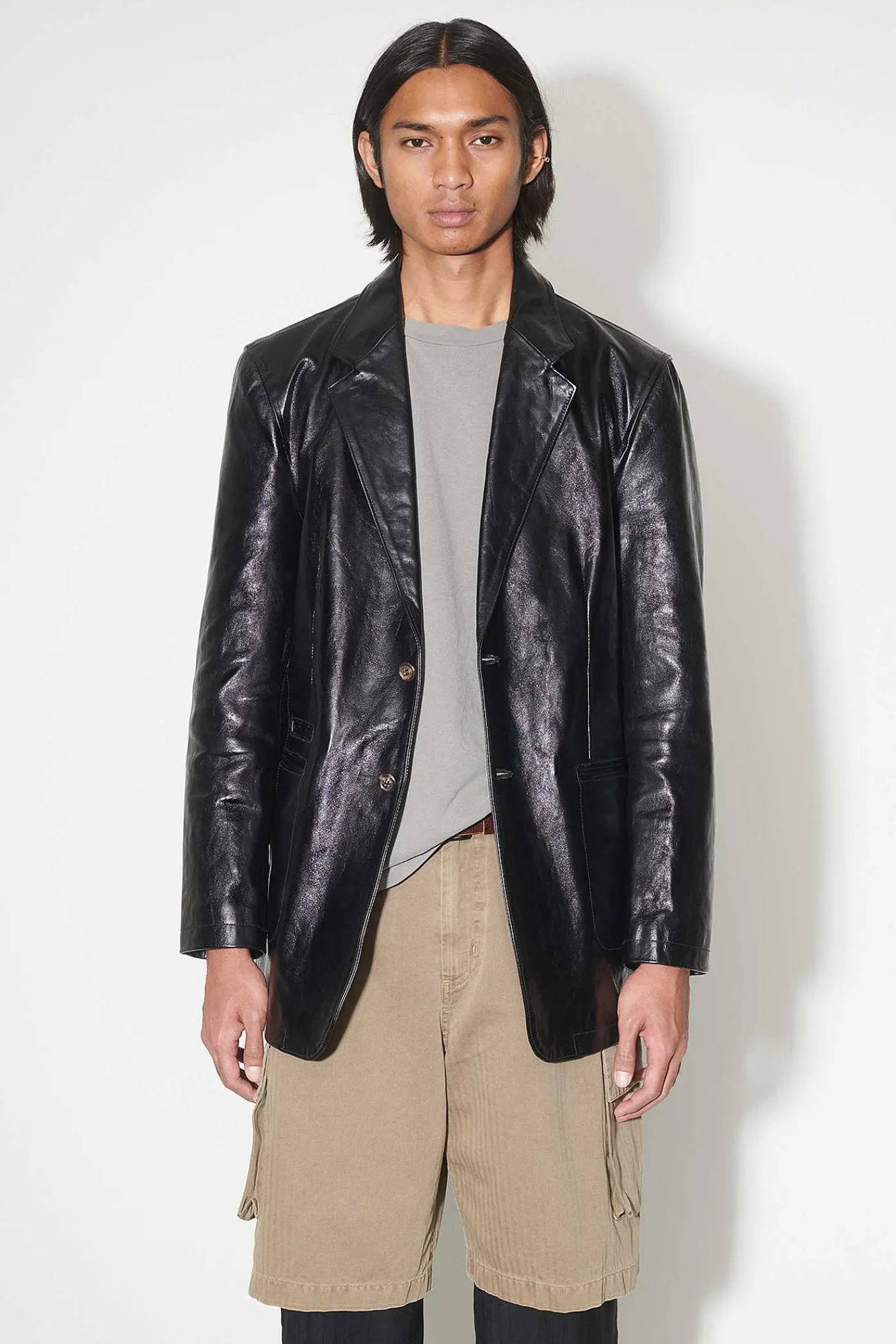 Läder|Our Legacy Oppnande Blazer True Dye Black Leather