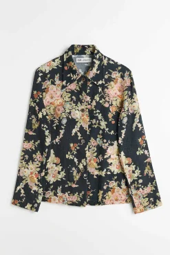 Skjorttyg|Our Legacy Sanctuary Shirt Svart Blommig Gobelangtryck