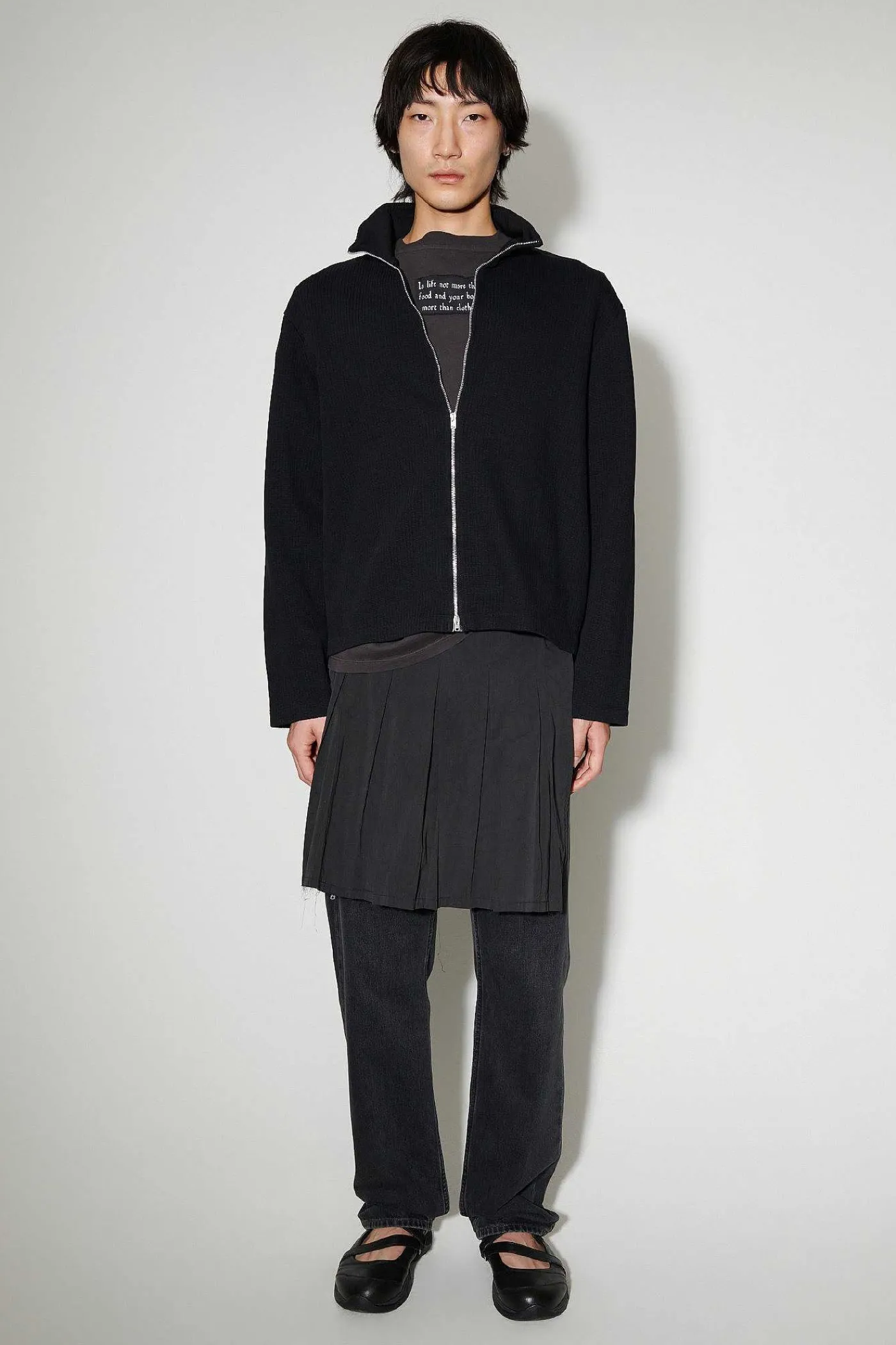 Jersey|Our Legacy Shrunken Fullzip Polo Black Rib