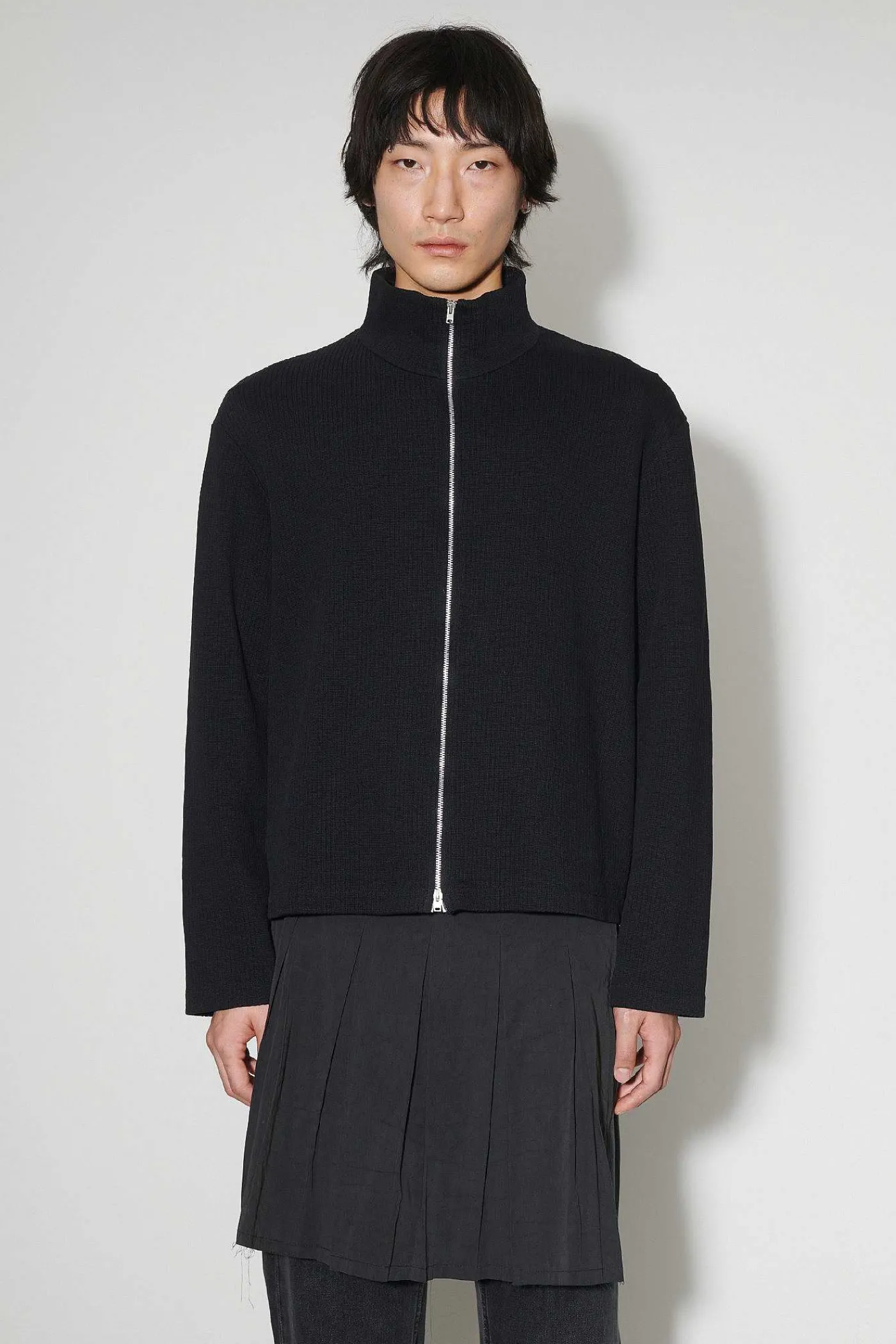Jersey|Our Legacy Shrunken Fullzip Polo Black Rib