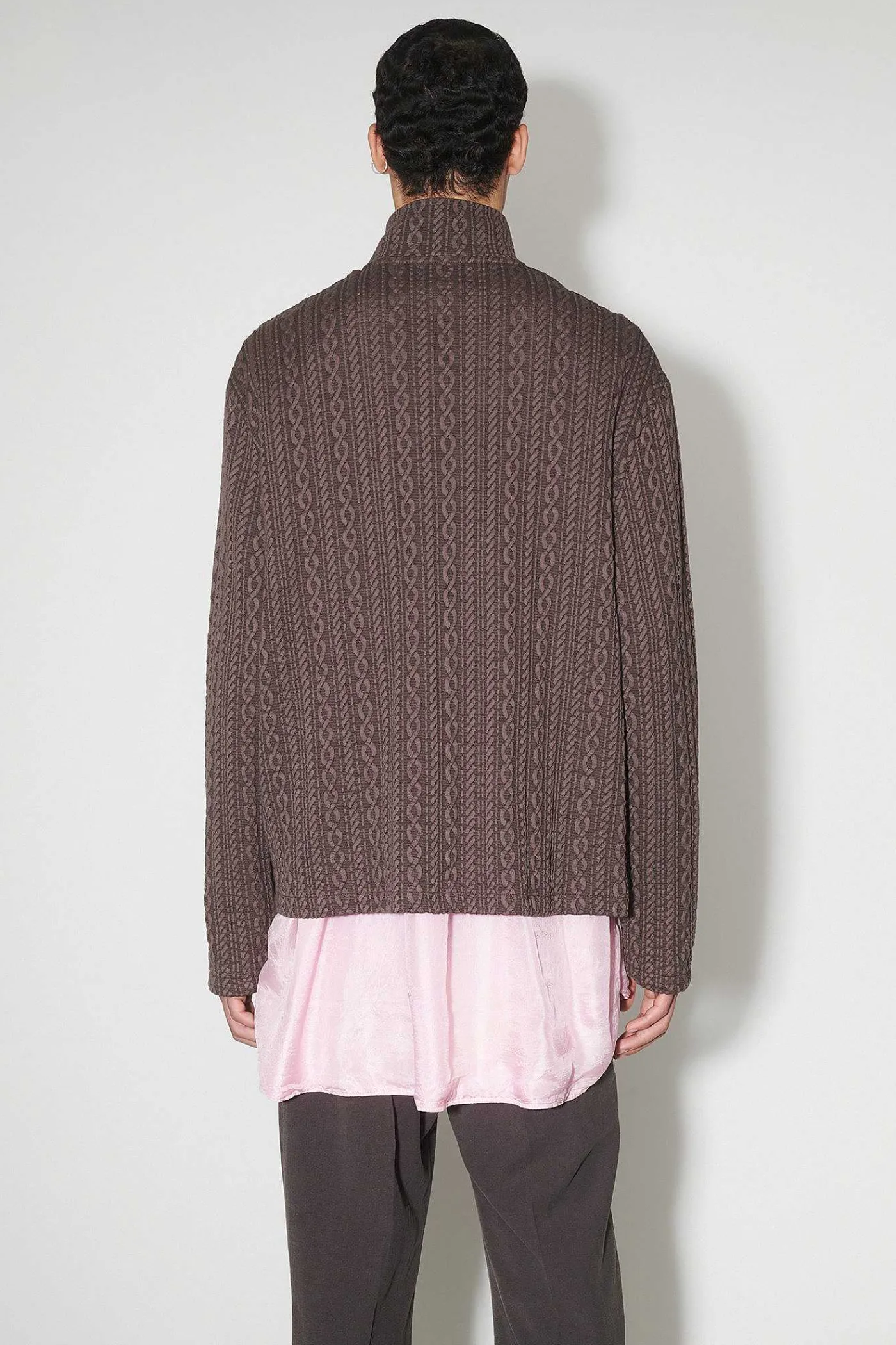 Jersey|Our Legacy Shrunken Fullzip Polo Indulgent Choco Cable Jacquard