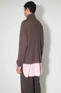 Jersey|Our Legacy Shrunken Fullzip Polo Indulgent Choco Cable Jacquard