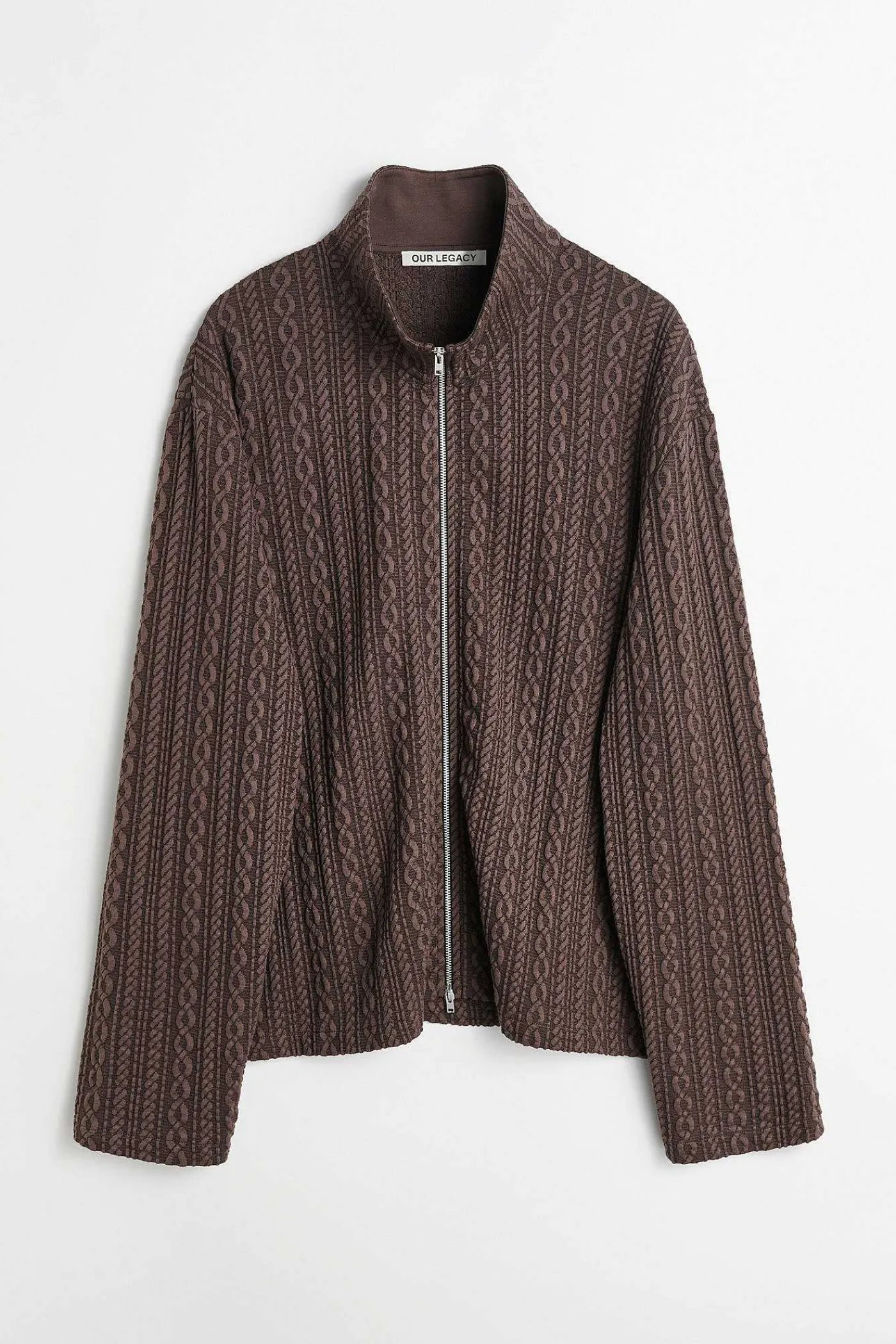 Jersey|Our Legacy Shrunken Fullzip Polo Indulgent Choco Cable Jacquard