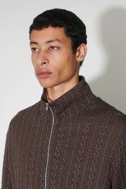 Jersey|Our Legacy Shrunken Fullzip Polo Indulgent Choco Cable Jacquard