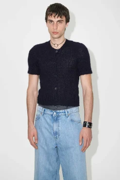 Stickat|Our Legacy Shrunken Shortsleeve Navy Fuzzy Mohpaca