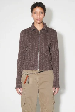 Jersey|Our Legacy Smal Dragkedja Och Langarmad Overseende Chokokabel Jacquard