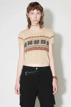 Stickat|Our Legacy Stickad Beskuren T-Shirt Snow Fairisle Hampa