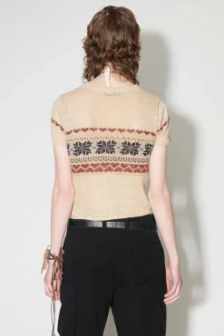 Stickat|Our Legacy Stickad Beskuren T-Shirt Snow Fairisle Hampa
