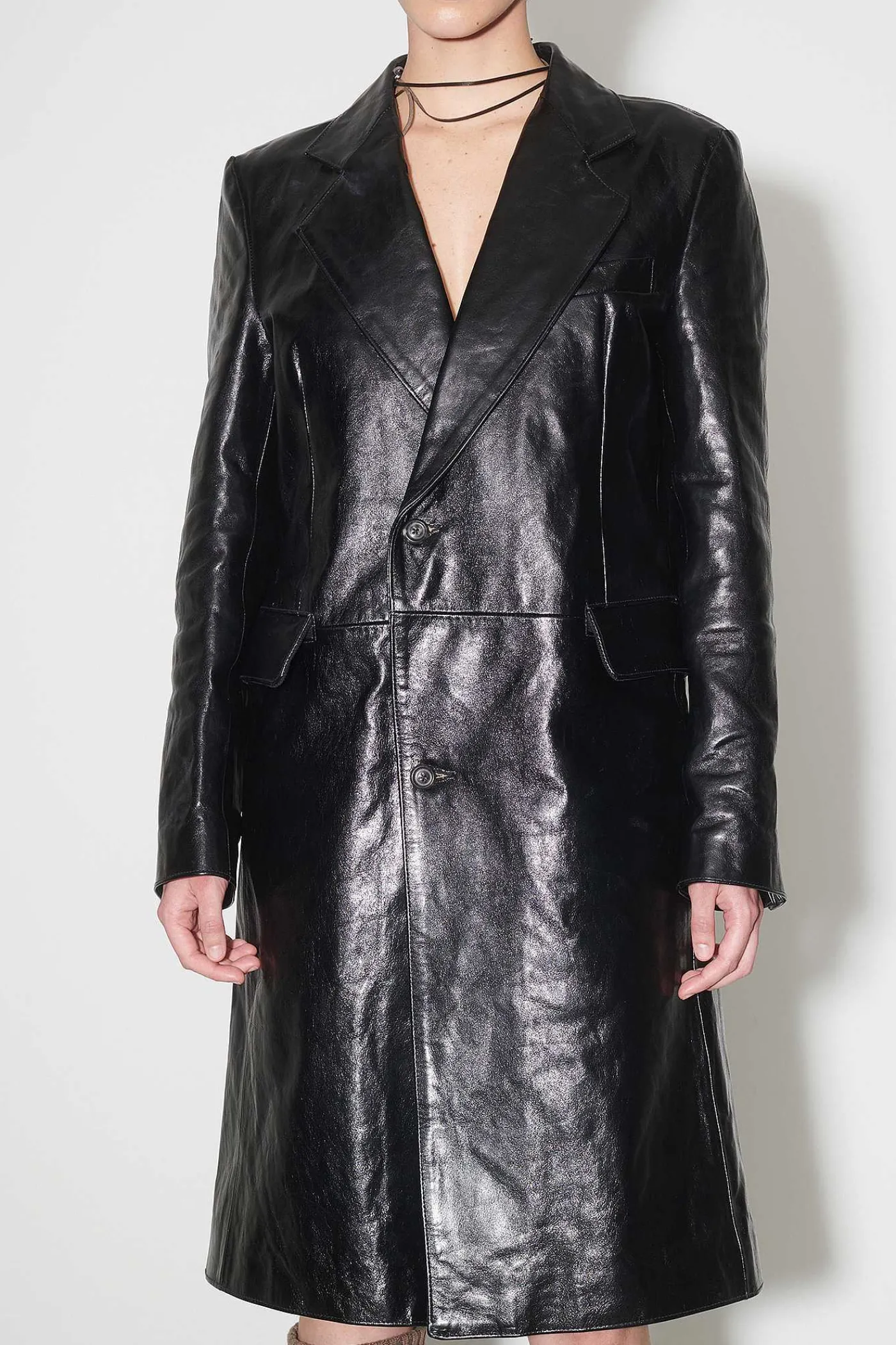 Läder|Our Legacy Stingray Coat True Dye Black Leather