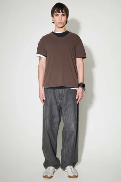 Jersey|Our Legacy U-Ringad T-Shirt Tvattad Kol Bomullssilke
